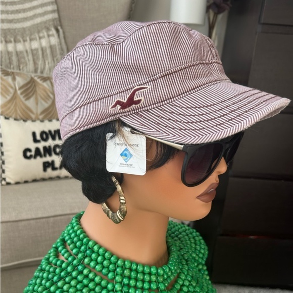 ✨NEW Striped Newsboy train conductor Cap hat eagle 🦅 logo